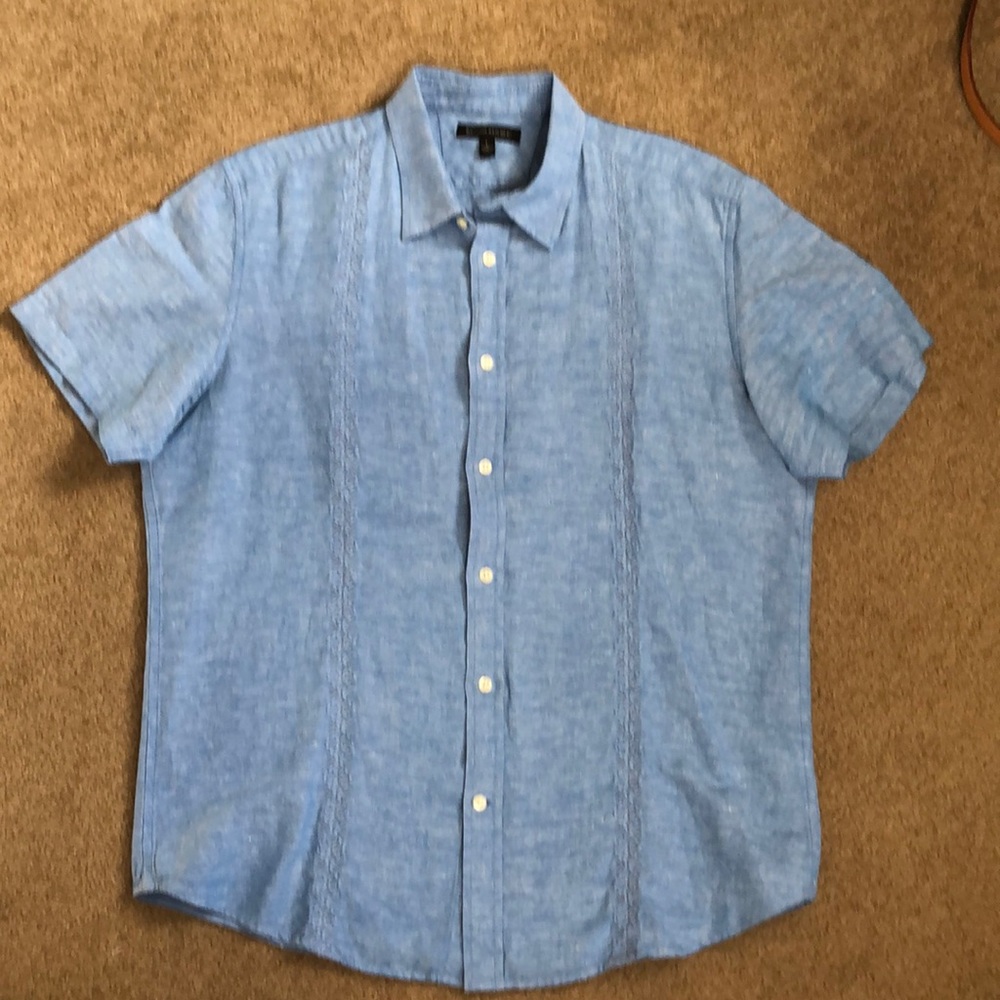 Banana Republic blue linen button up shirt sz L